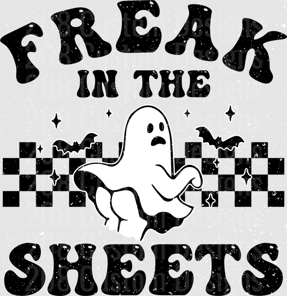 Freak In The Sheets Halloween Ghost Checker Distressed