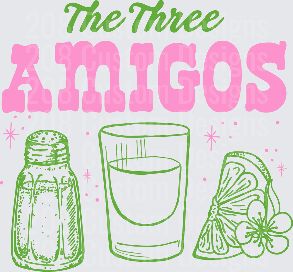 The Three Amigos Salt Tequila Lime Shot Glass Design