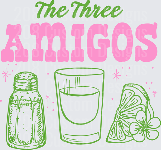 The Three Amigos Salt Tequila Lime Shot Glass Design