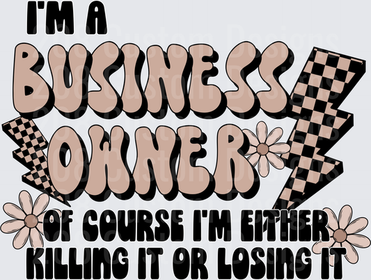 Business Owner Entrepreneur Motivational Quote with Checkered Lightning and Daisies