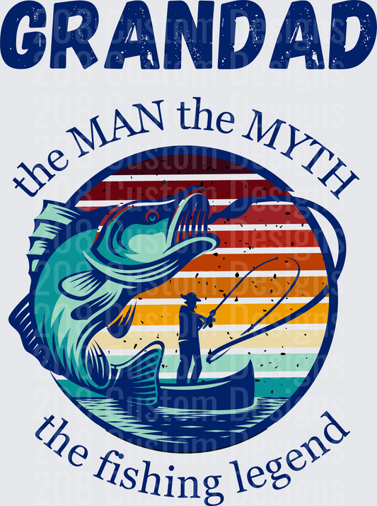 Grandad The Man The Myth The Fishing Legend Bass Fish Design