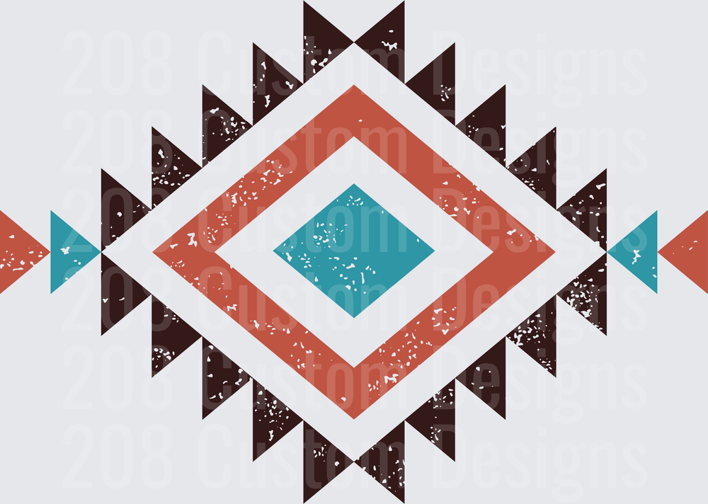 Southwest Native American Aztec Diamond Pattern with Distressed Texture