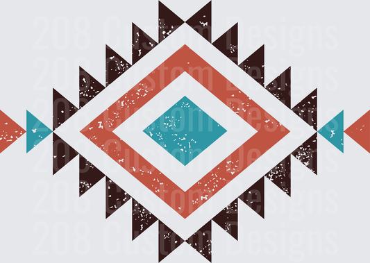 Southwest Native American Aztec Diamond Pattern with Distressed Texture