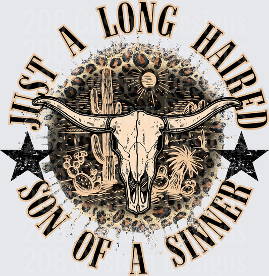 Just A Long Haired Son of A Sinner Longhorn Desert Design