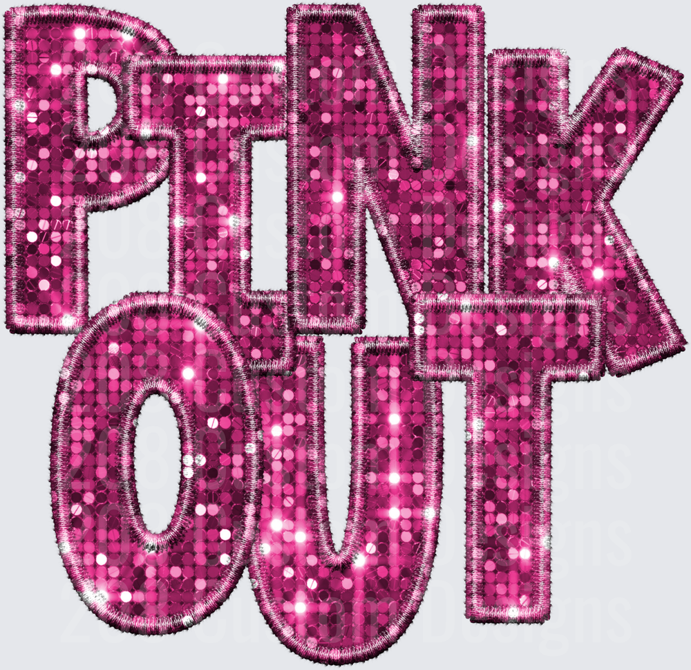 Pink Out Embroidered Sequin Breast Cancer Awareness