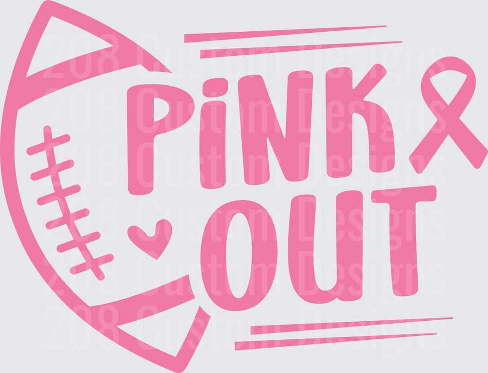 Pink Out Football Cancer Awareness Design with Ribbon