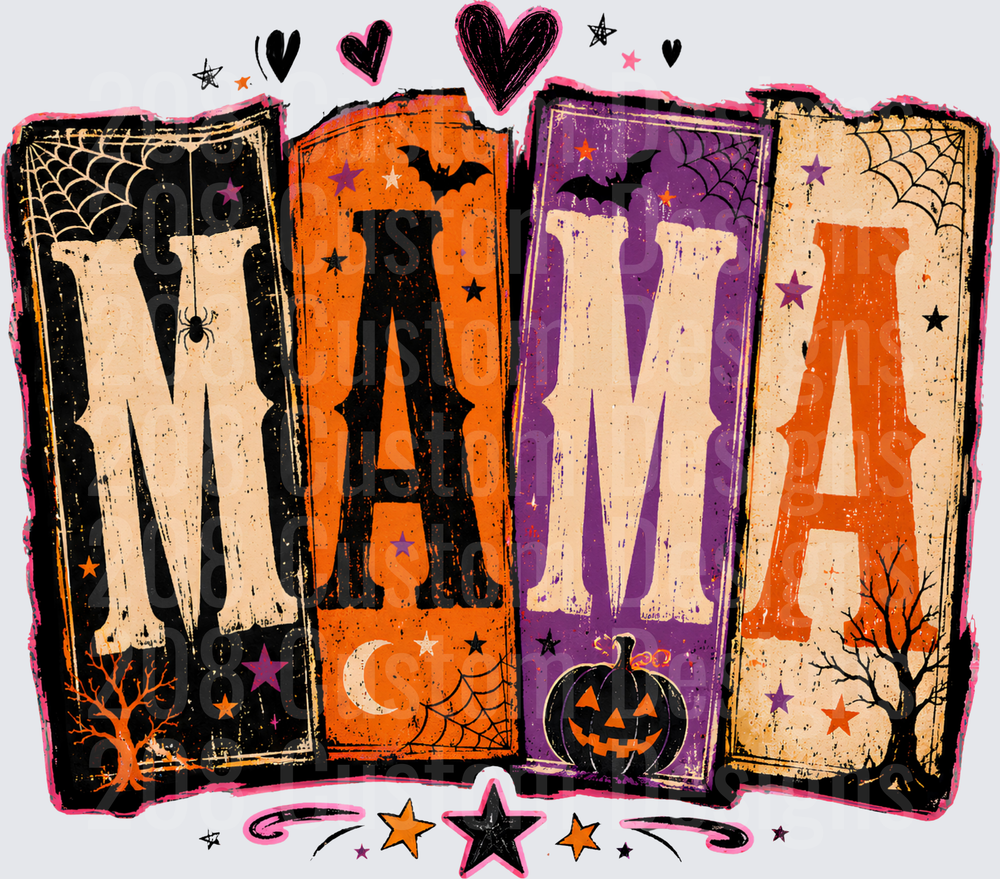 Halloween Mama Vintage Block Letter Spooky