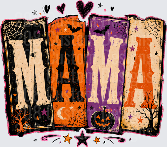 Halloween Mama Vintage Block Letter Spooky