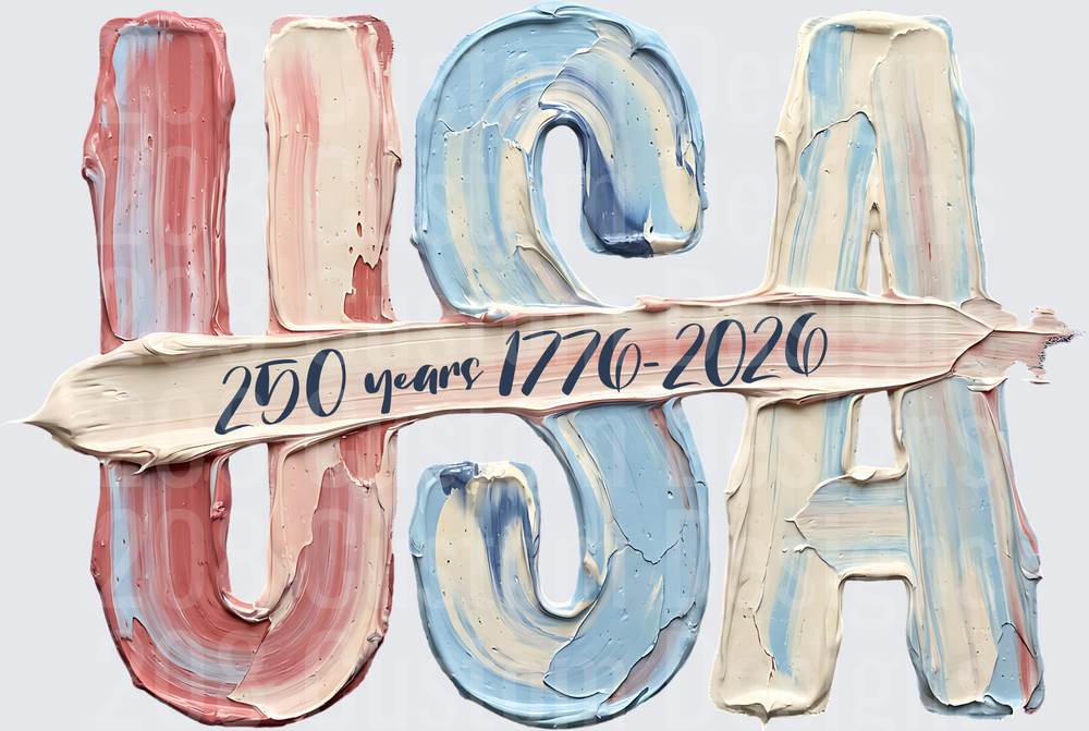 USA 250 Years Anniversary 1776-2026 Patriotic Vintage Paint