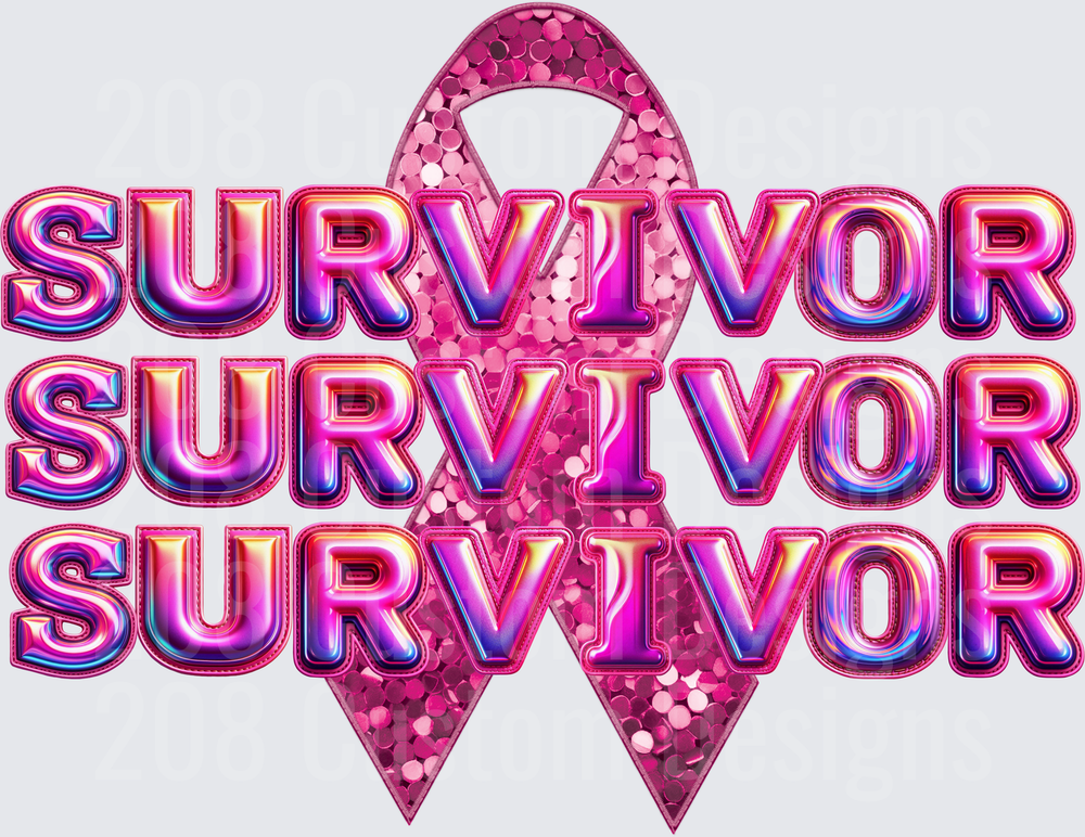 Pink Ribbon Survivor Text Cancer Awareness Design