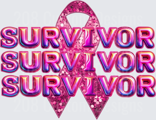 Pink Ribbon Survivor Text Cancer Awareness Design