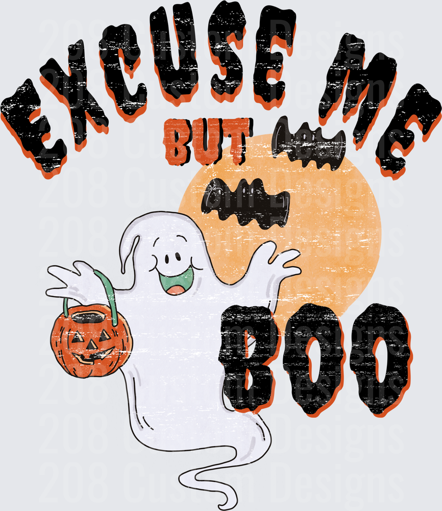 Excuse Me But Boo Halloween Ghost with Jack-o-Lantern
