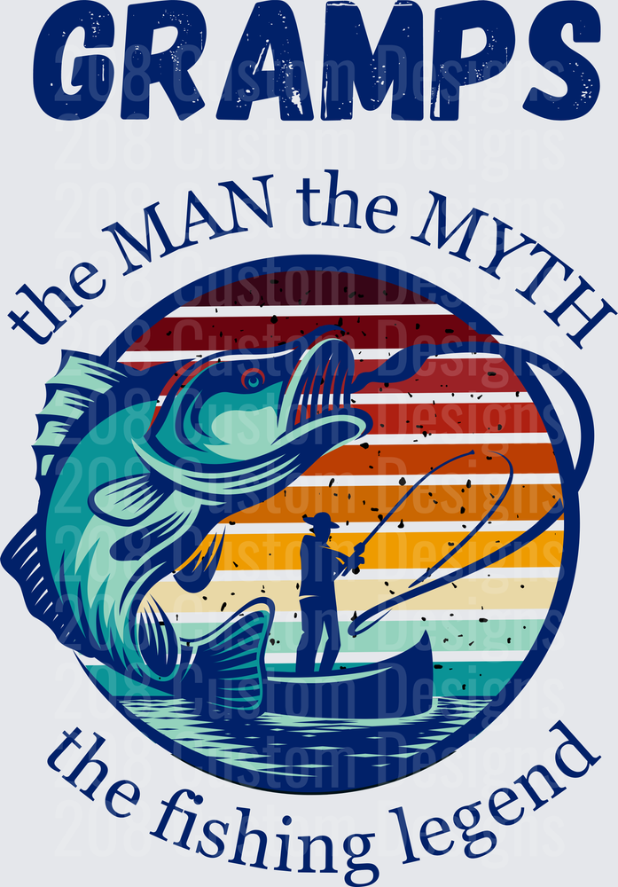 Gramps The Man The Myth The Fishing Legend Bass Angler Design