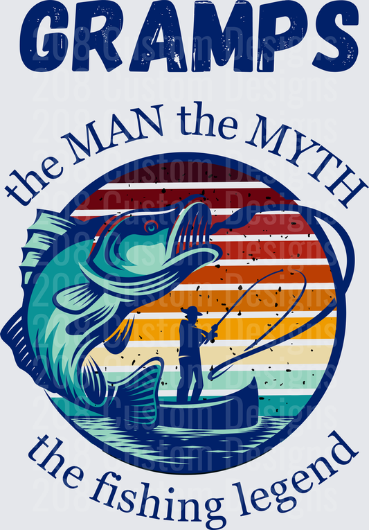 Gramps The Man The Myth The Fishing Legend Bass Angler Design