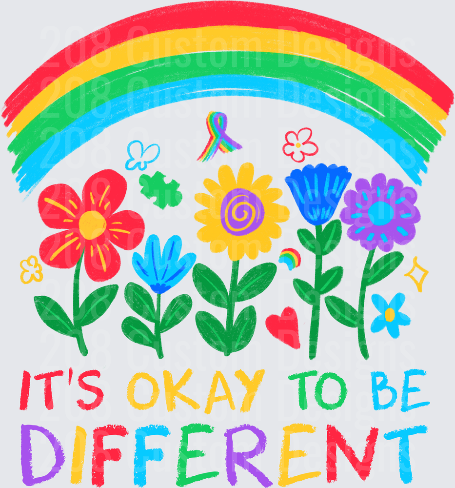 Rainbow Flowers It's Okay To Be Different Inspirational Quote