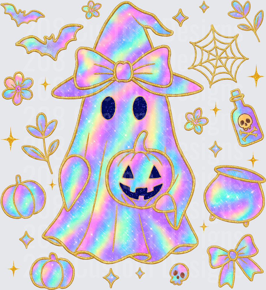 Pastel Rainbow Holographic Ghost Witch Halloween Bundle
