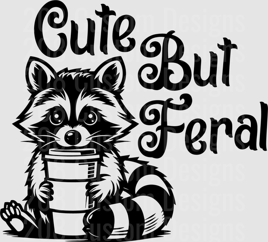 Cute But Feral Raccoon with Coffee Cup