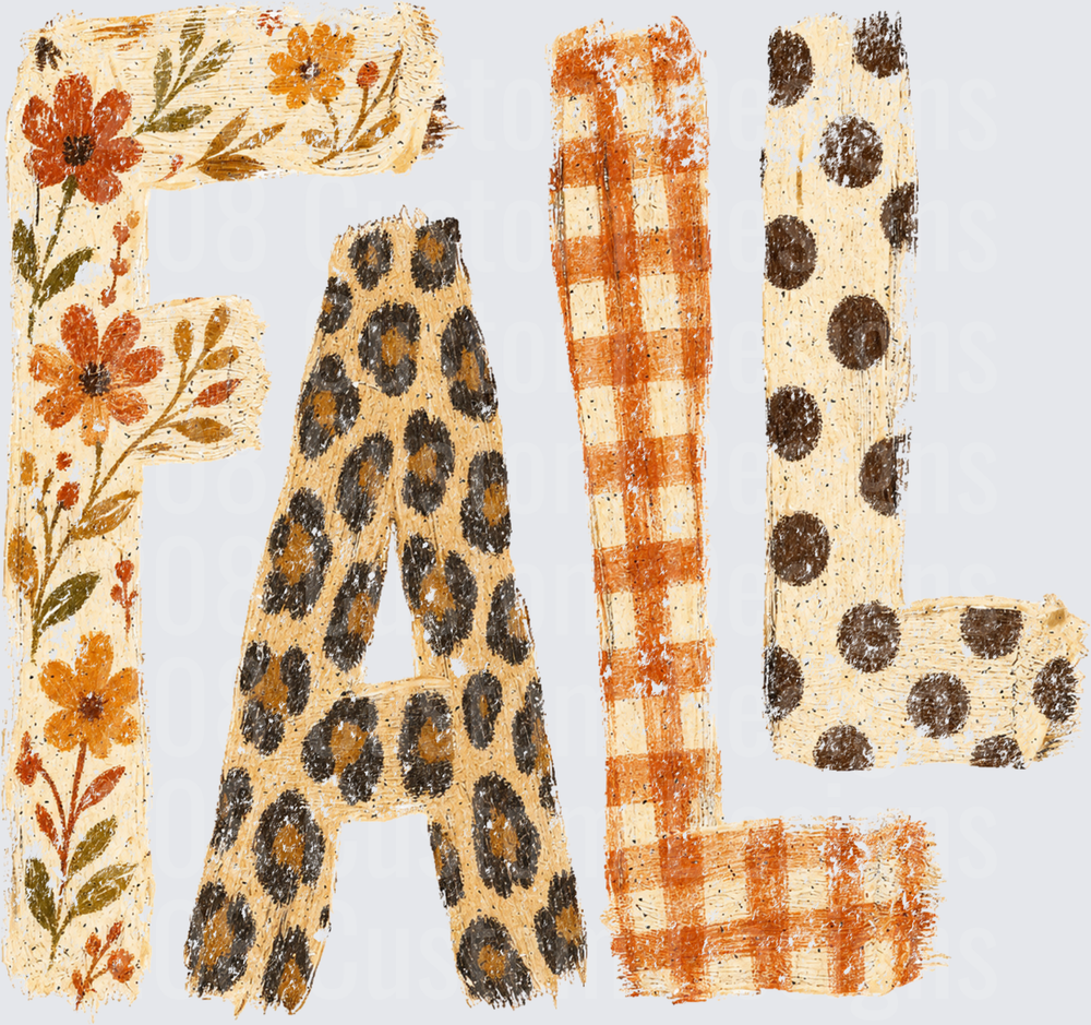 FALL Mixed Pattern Letters Floral Leopard Plaid Polka Dot