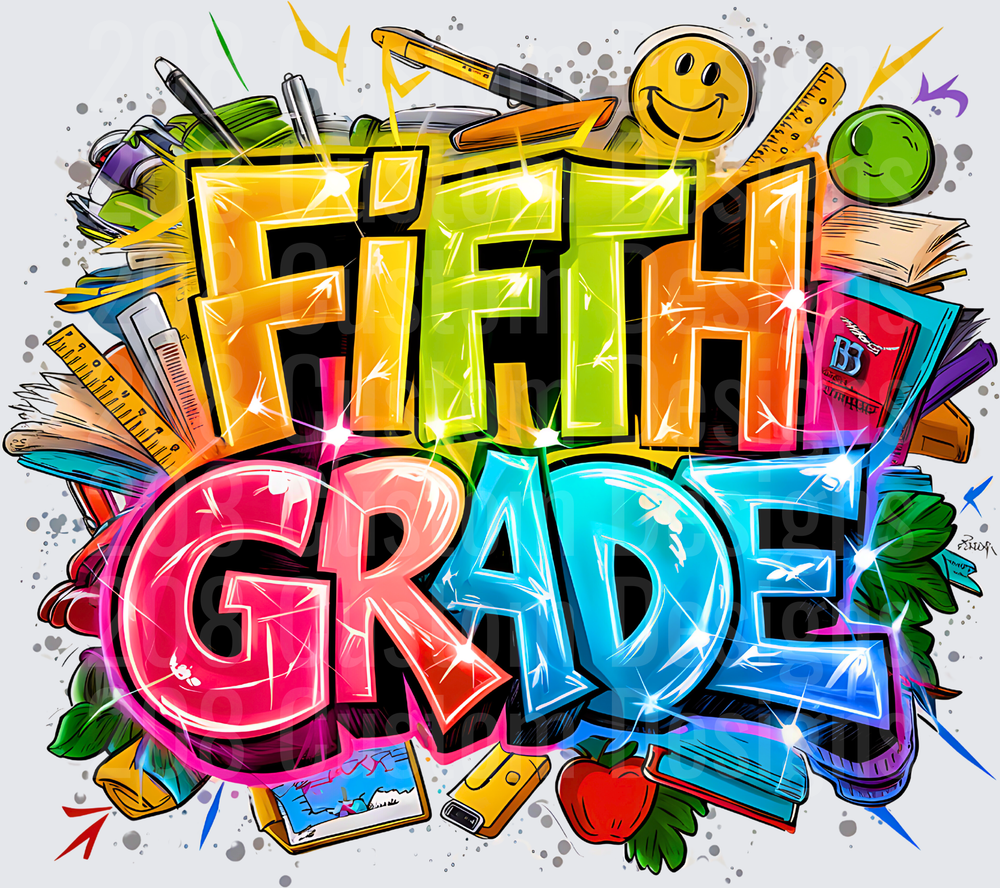 Fifth Grade Bold Graffiti Style School Supplies Design