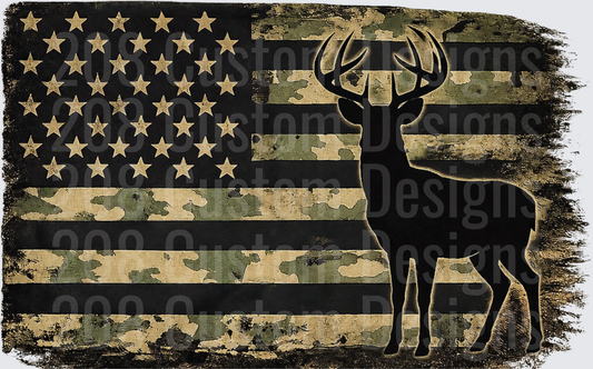 Camo Flag Buck Silhouette