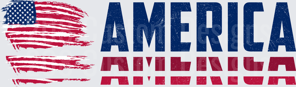 America Text with Distressed American Flag
