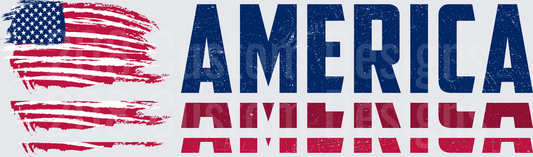 America Text with Distressed American Flag