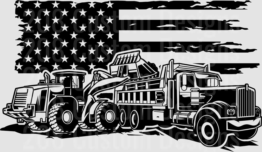 Distressed American Flag with Construction