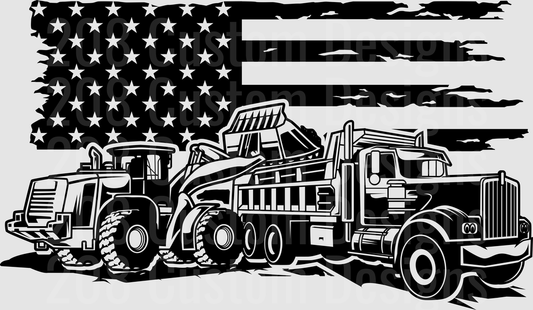 Distressed American Flag with Construction