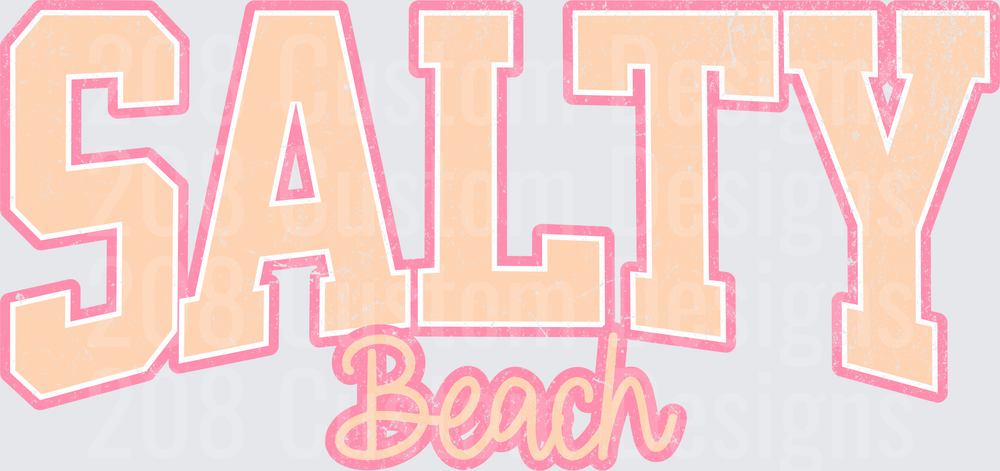 Salty Beach Typography Design with Pink Outline and Peach Fill