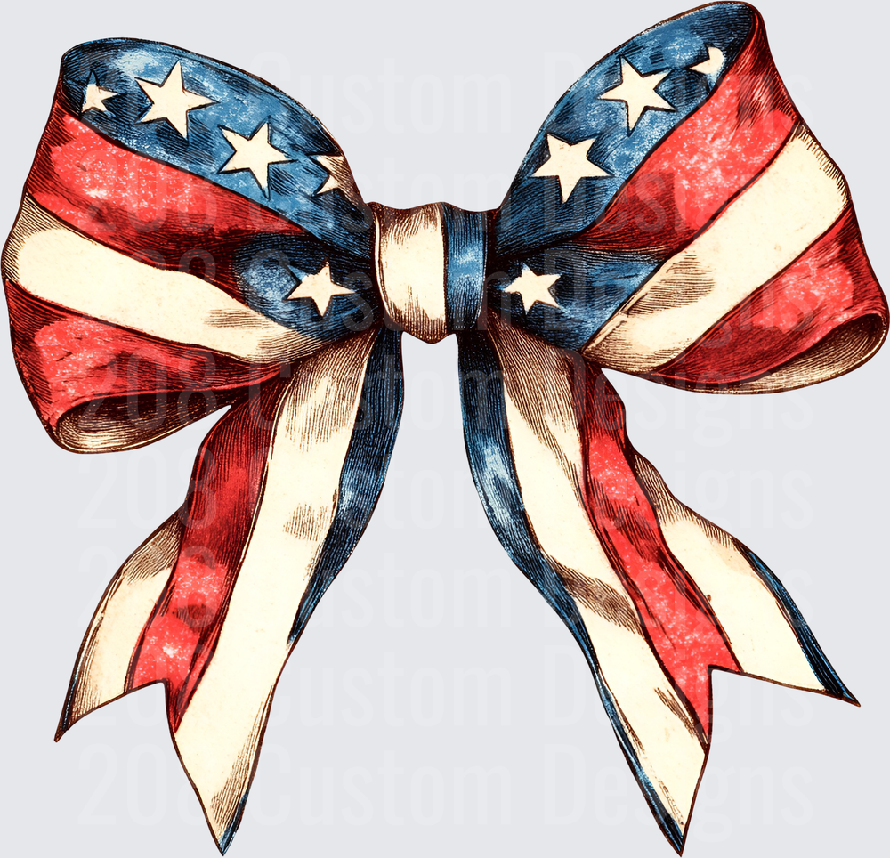 Patriotic American Flag Bow with Stars and Stripes