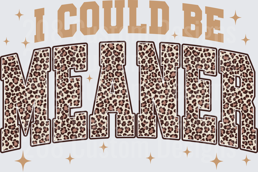 I Could Be Meaner Leopard Print Text with Stars