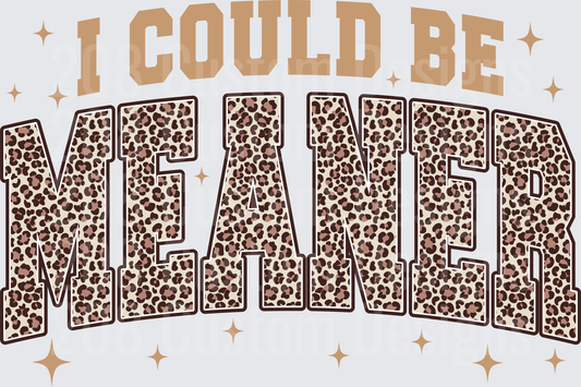 I Could Be Meaner Leopard Print Text with Stars