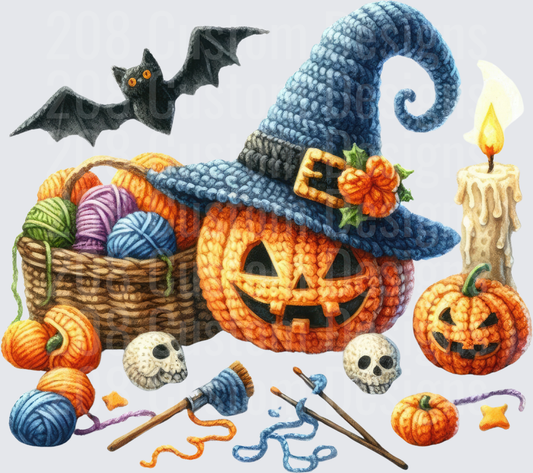 Crochet Halloween Jack-O-Lantern Witch Hat