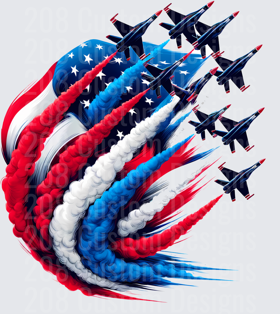 Thunderbirds Aerobatic Team Formation Flight with American Flag Smoke Trails
