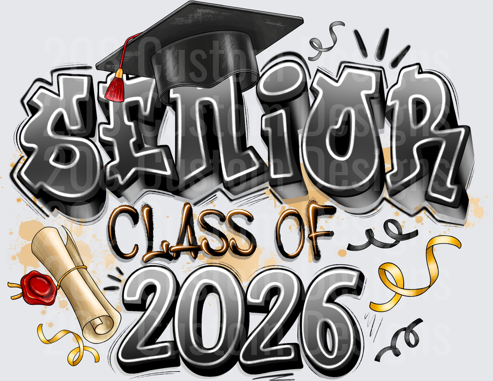 Senior Class of 2026 Graffiti Graduation Cap Diploma Design