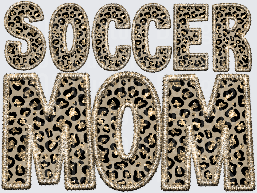 Soccer Mom Leopard Print Faux Embroidery Sequin