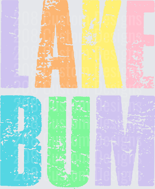 Colorful Distressed Lake Bum Vintage Typography Design