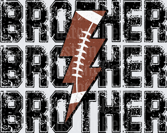 Brother Football Lightning Bolt Distressed Repeat Text