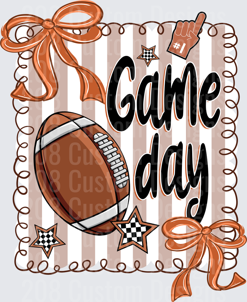 Game Day Football Coquette Bow Striped Design