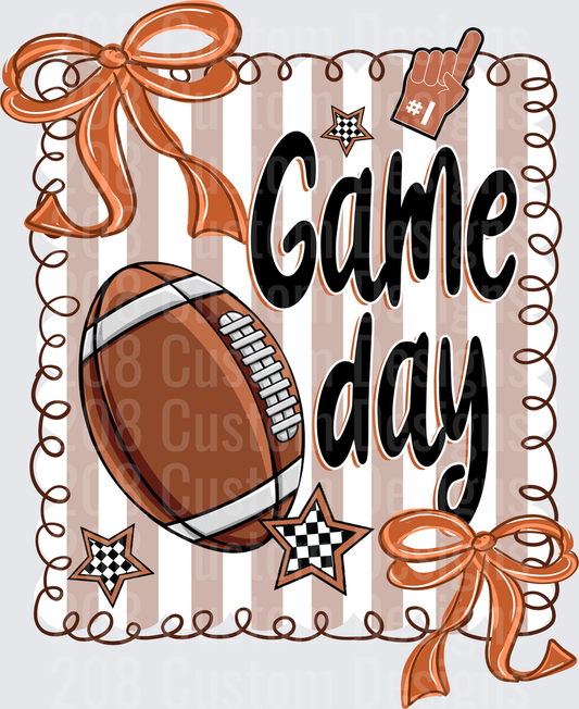 Game Day Football Coquette Bow Striped Design