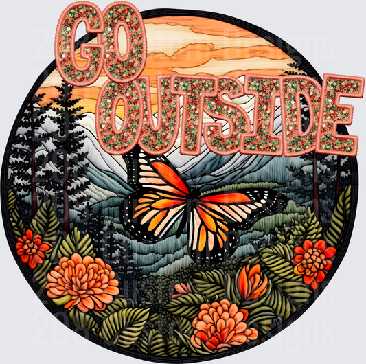 Go Outside Floral Butterfly Mountain Nature Adventure