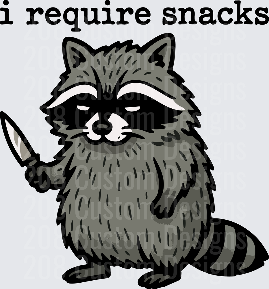 I Require Snacks Raccoon with Knife