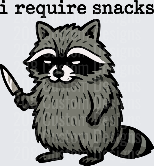 I Require Snacks Raccoon with Knife