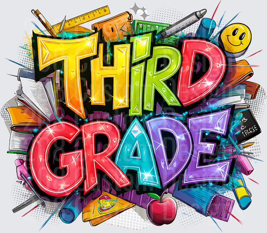Third Grade Bold Graffiti School Supplies Back to School