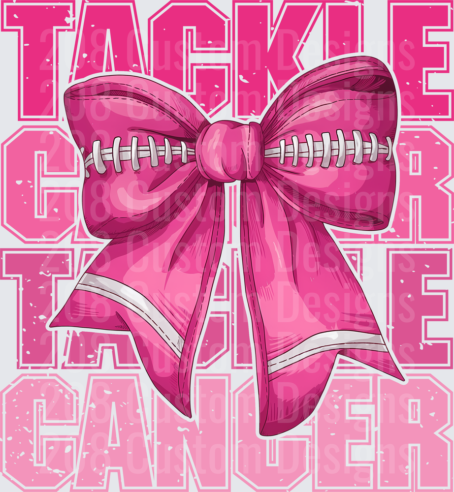 Pink Football Bow Tackle Cancer Breast Cancer Awareness