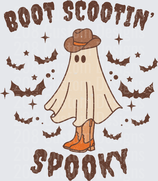 Boot Scootin' Spooky Cowboy Ghost with Bats Halloween