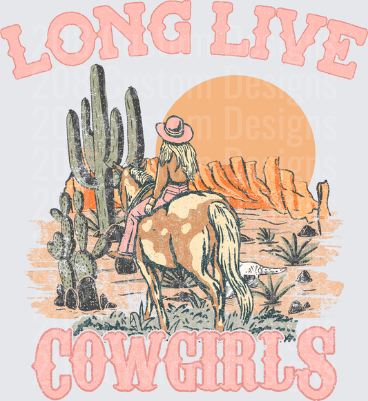 Long Live Cowgirls Desert Sunset Vintage Western Design