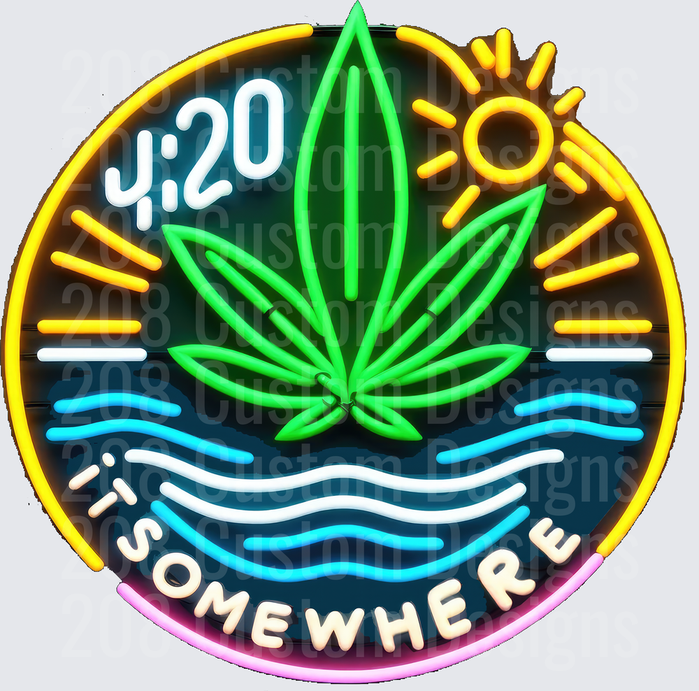 420 Somewhere Cannabis Leaf Neon Clock Design