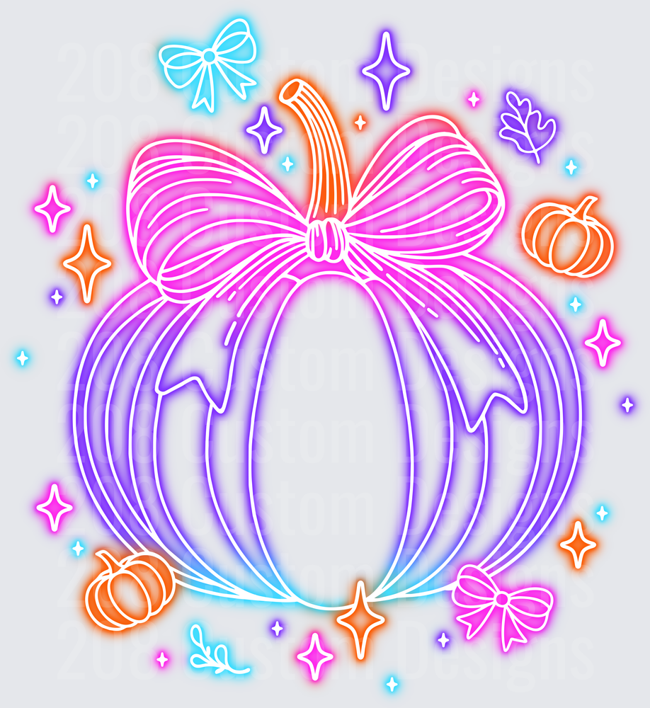 Neon Pumpkin with Bow Fall