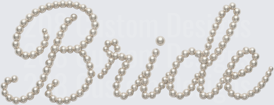 Bride Pearl Beaded Cursive Script Lettering Design